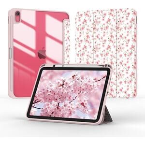 Slim Lightweight Tri-Fold Smart Folio Case for iPad- Floral Pink